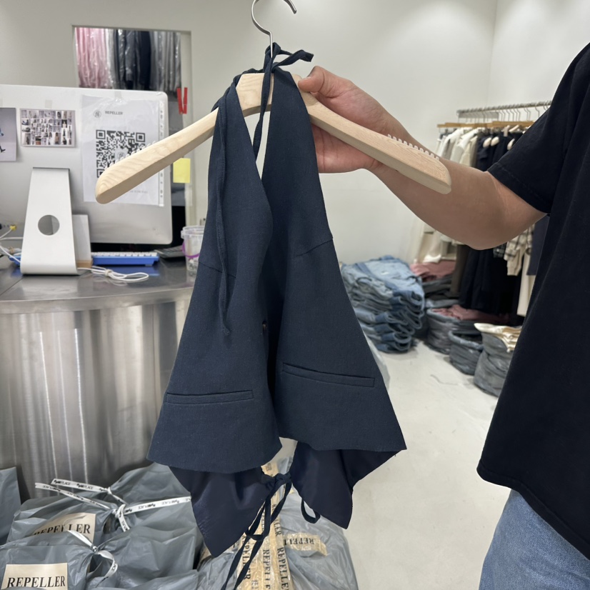REPELLER韓國㊣直郵東大門代購女裝新款職業休閑25春夏馬甲亞麻REPELLER馬甲圖色2