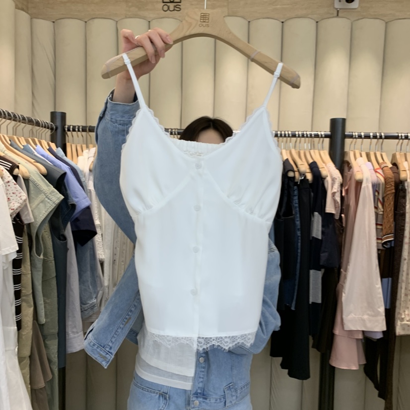 OUS/INCH-L韓國直郵㊣女裝新款熱賣推薦人氣休閑吊帶背心OUS/INCH吊帶/背心