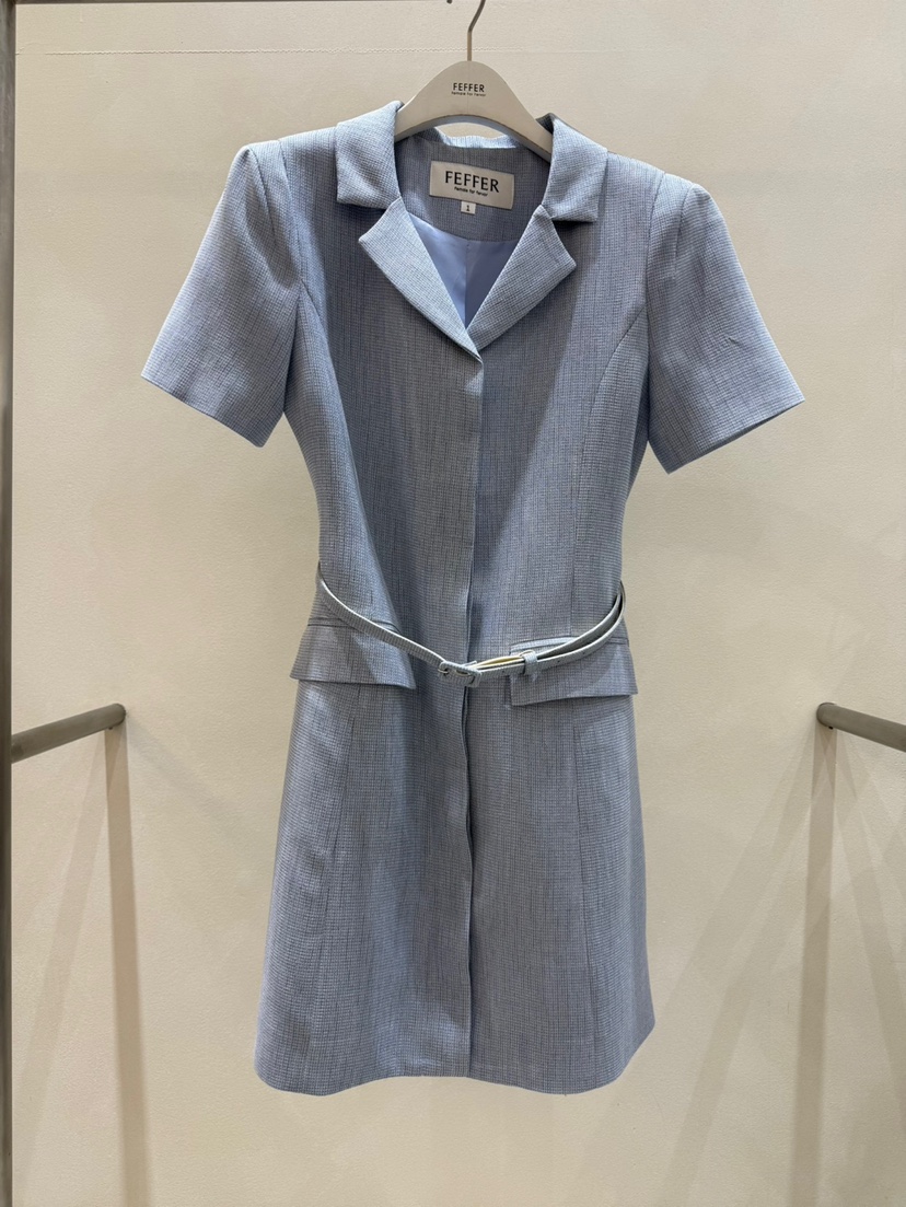FEFFER直郵韓國代購㊣女裝新品職業25春夏人氣連衣裙含腰帶FEFFER連衣裙圖色2