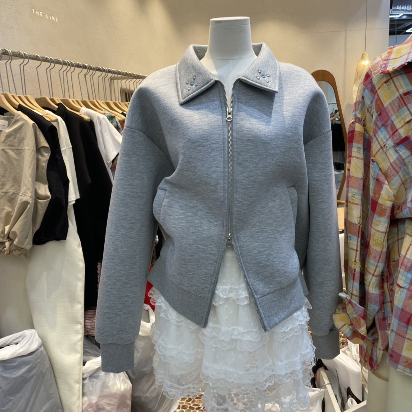 THE LINE-Q韓國㊣直郵東大門代購女裝新品職業休閑夾克拉鏈THE LINE-q夾克