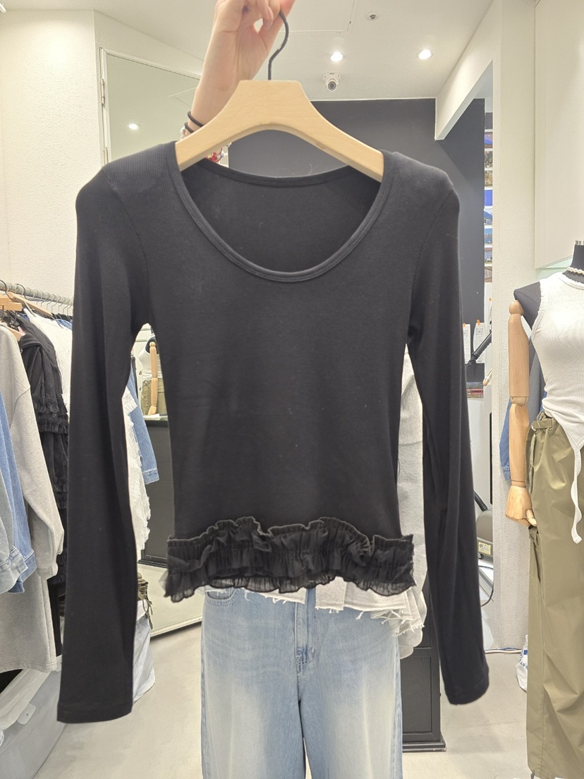 BLACK RIBBON-A直郵韓國代購㊣女裝新款時尚職業推薦長袖T恤BLACK RIBBON-A長袖T恤圖色2