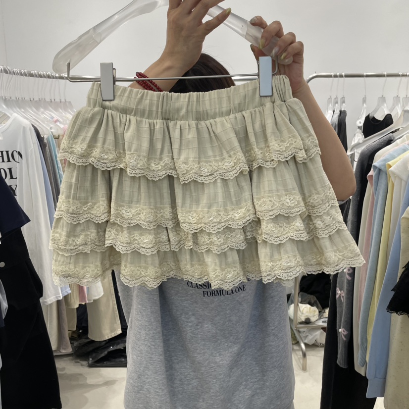 FRUIT BASKET韓國㊣直郵東大門代購女裝新款25春夏短裙格紋半身裙棉質FRUIT BASKET短裙
