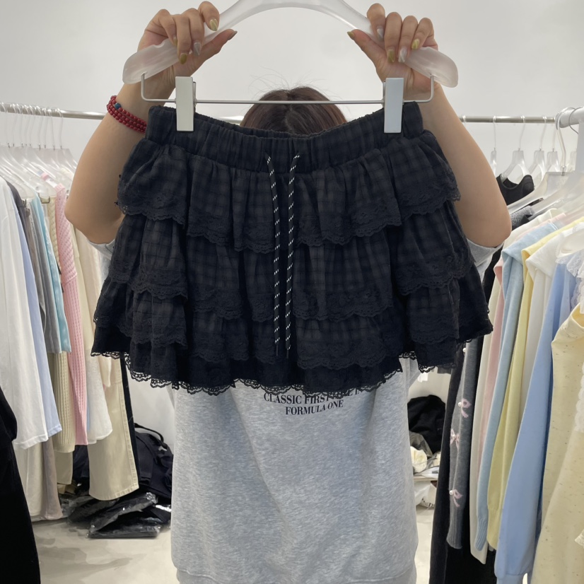 FRUIT BASKET韓國㊣直郵東大門代購女裝新款25春夏短裙格紋半身裙棉質FRUIT BASKET短裙圖色2