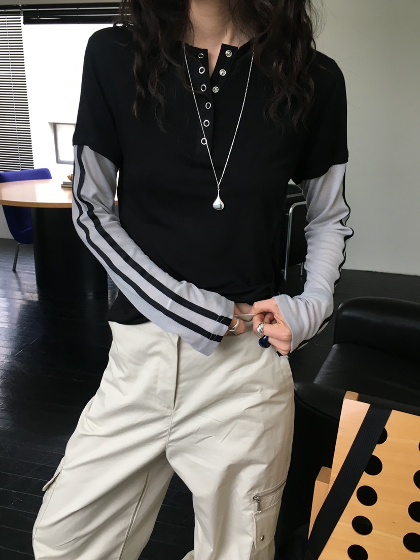 MONDAYMORING東大門代購女士新款推薦25春夏職業休閑長袖T恤MONDAYMORING長袖T恤