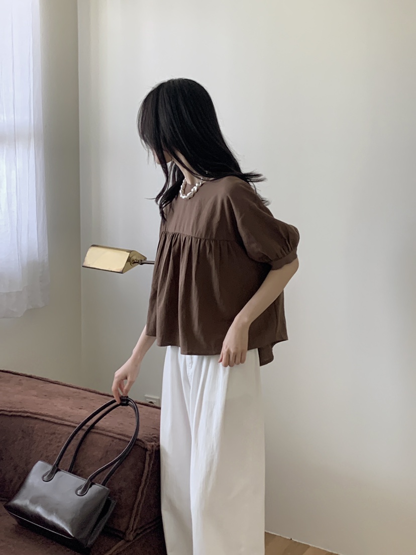 BOUND.A東大門代購女士新品人氣推薦熱賣25春夏襯衫蕾絲衫亞麻BOUND.A襯衫/蕾絲衫