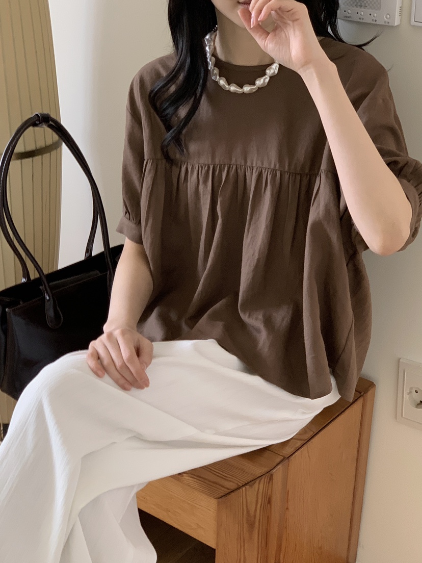 BOUND.A東大門代購女士新品人氣推薦熱賣25春夏襯衫蕾絲衫亞麻BOUND.A襯衫/蕾絲衫