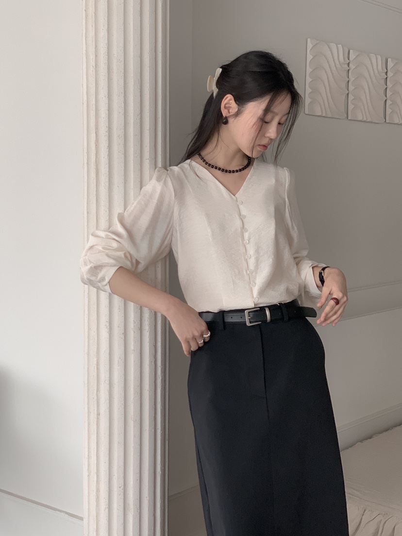 LE BUTTER韓國代購女士新品休閑職業25春夏人氣襯衫蕾絲衫LE BUTTER襯衫/蕾絲衫