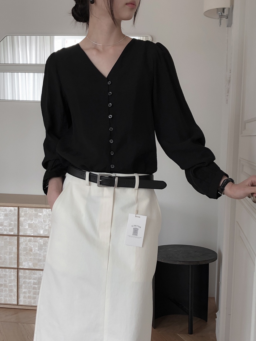 LE BUTTER韓國代購女士新品休閑職業25春夏人氣襯衫蕾絲衫LE BUTTER襯衫/蕾絲衫