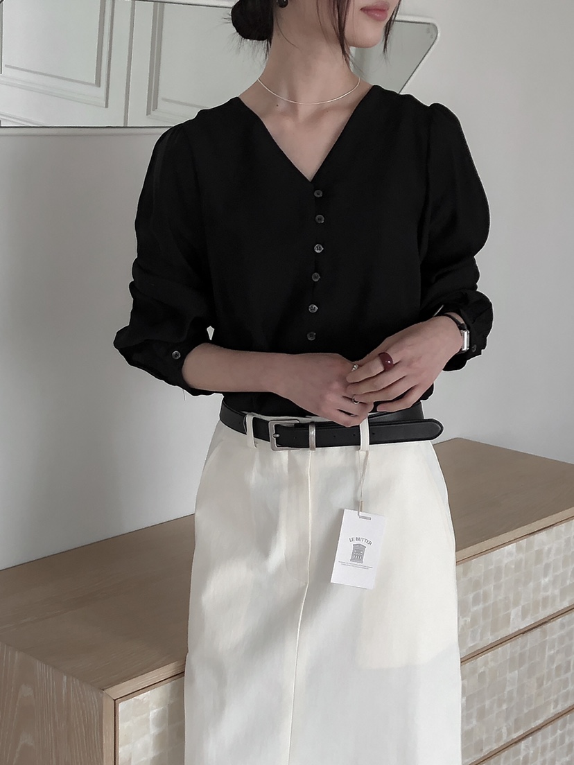 LE BUTTER韓國代購女士新品休閑職業25春夏人氣襯衫蕾絲衫LE BUTTER襯衫/蕾絲衫