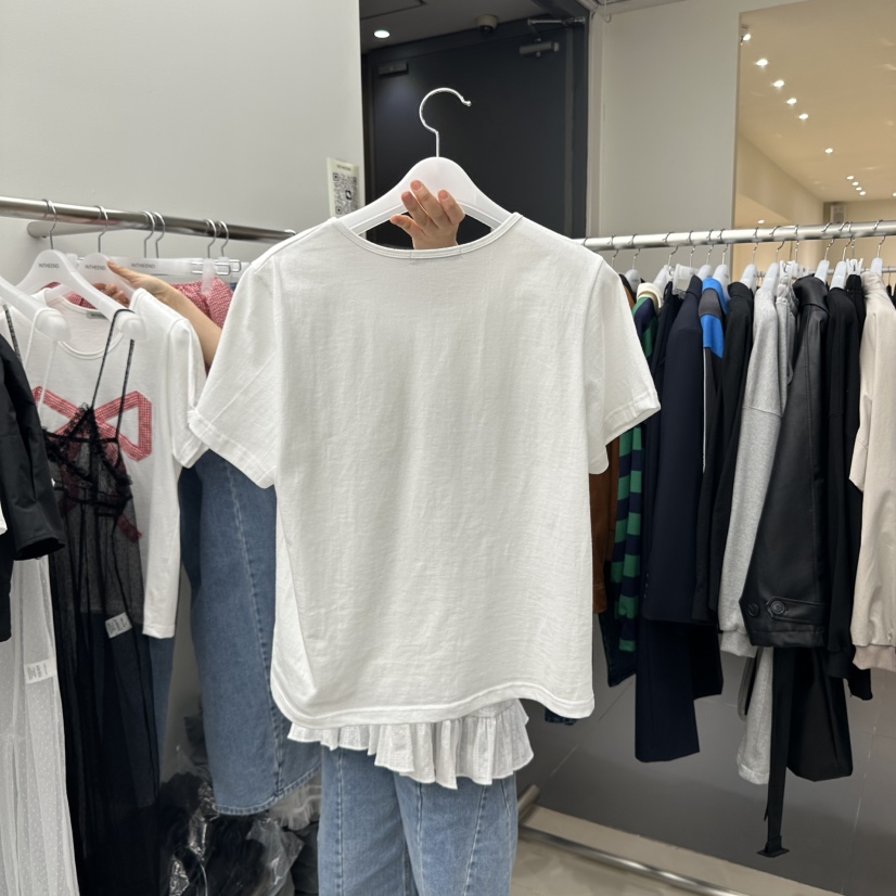 INTHEEND韓國代購女裝新款時尚人氣職業真品25春夏休閑T恤格紋INTHEENDT恤