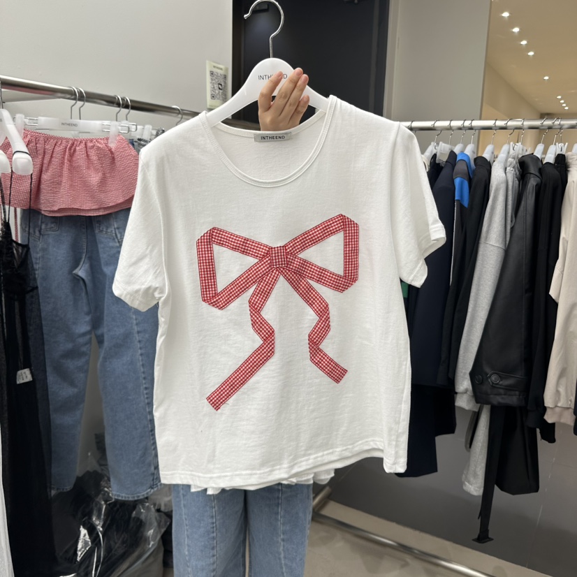 INTHEEND韓國代購女裝新款時尚人氣職業真品25春夏休閑T恤格紋INTHEENDT恤圖色2
