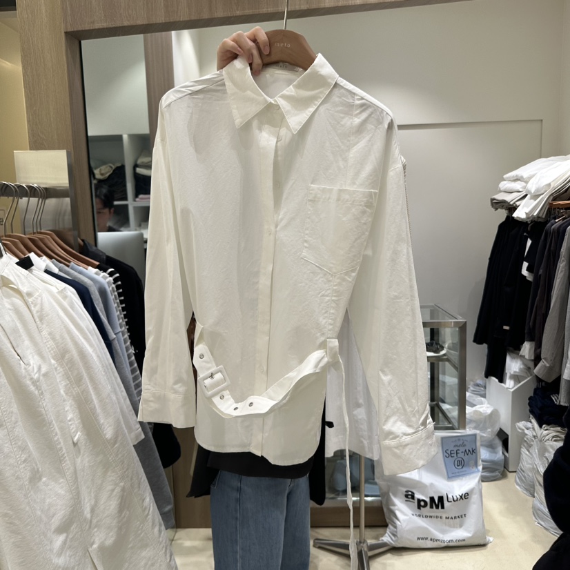 MELO東大門代購女士新款休閑真品熱賣職業襯衫蕾絲衫含腰帶MELO襯衫/蕾絲衫圖色3