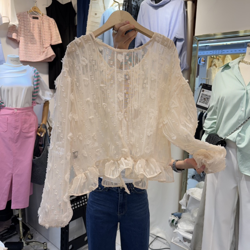 BUTTU韓國直郵女士新品人氣時尚25春夏熱賣休閑襯衫蕾絲衫雙面10 O CLOCK/Buttu襯衫/蕾絲衫