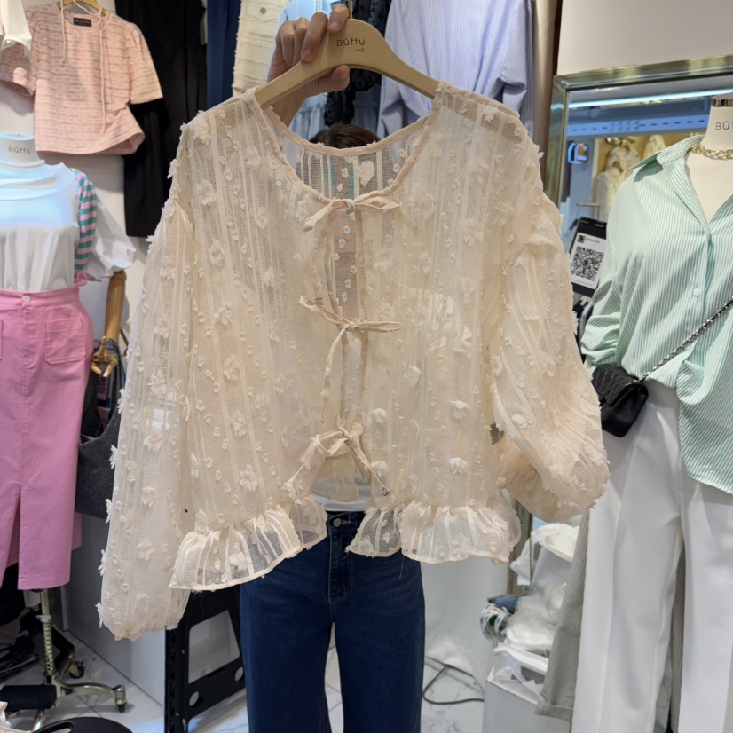 BUTTU韓國直郵女士新品人氣時尚25春夏熱賣休閑襯衫蕾絲衫雙面10 O CLOCK/Buttu襯衫/蕾絲衫圖色2