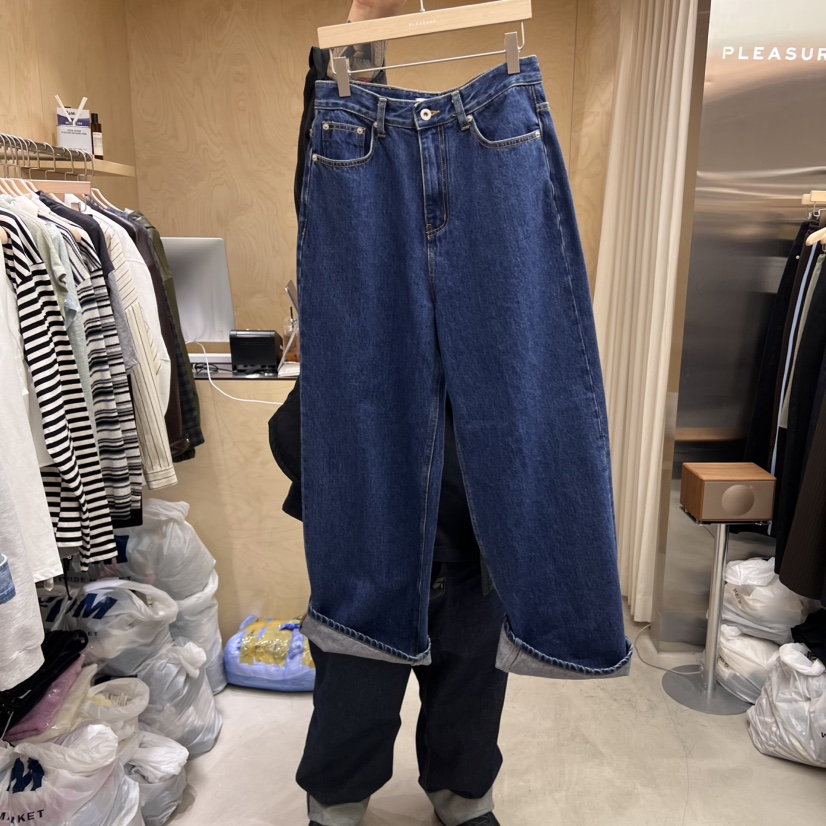 PLEASURE韓國㊣直郵東大門代購女裝新款人氣推薦時尚牛仔褲PLEASURE牛仔褲