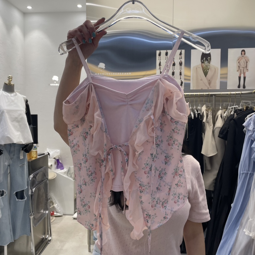 CHARLES THE SECOND韓國㊣直郵東大門代購女裝新品休閑吊帶背心CHARLES THE SECOND/CHEAP-CHIC吊帶/背心圖色2