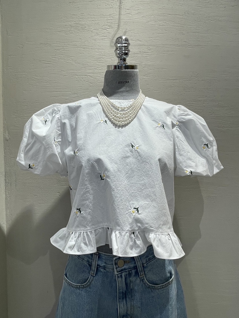 HI HIGH直郵韓國代購㊣女裝新品推薦休閑職業熱賣襯衫蕾絲衫SEESTAR/hi high襯衫/蕾絲衫圖色1