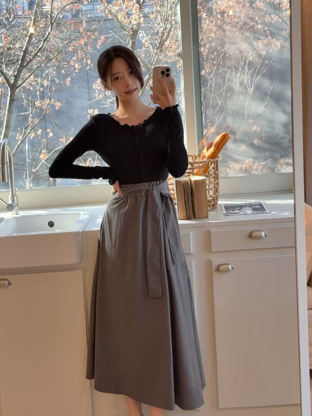 BOUND韓國直郵㊣女裝新品推薦職業休閑熱賣25春夏時尚人氣長裙BOUND長裙
