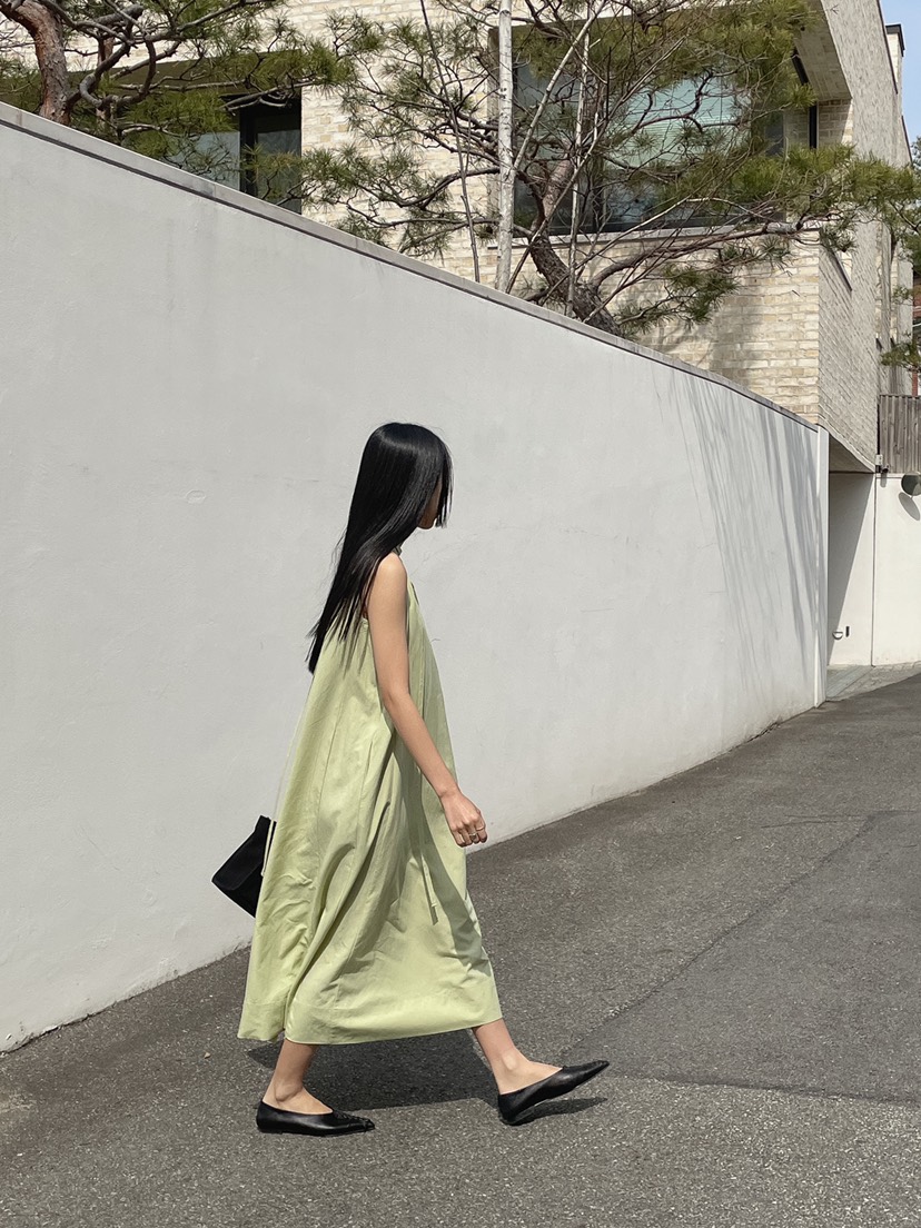 MUSHROOM EFFECT韓國直郵㊣女裝新品職業連衣裙含腰繩亞麻MUSHROOM EFFECT連衣裙