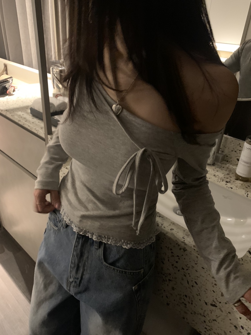 BADCALM韓國直郵㊣東大門實拍女裝新款時尚休閑長袖T恤蝴蝶結BADCALM長袖T恤