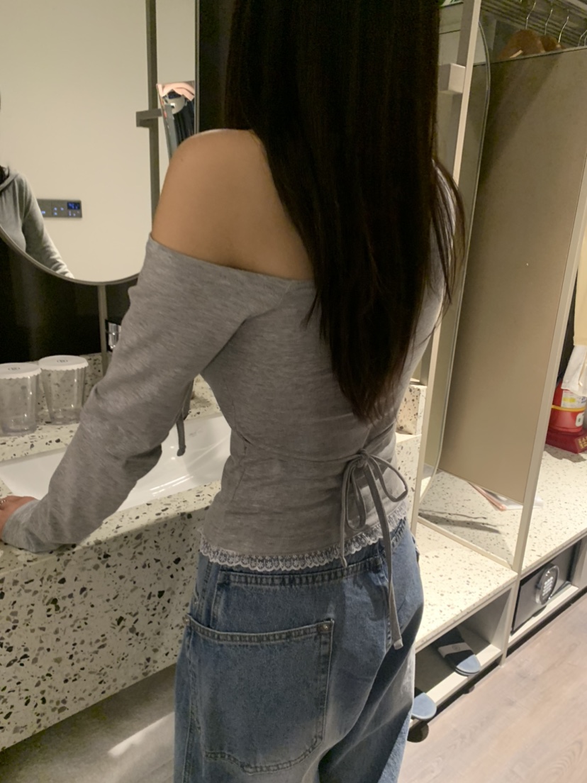 BADCALM韓國直郵㊣東大門實拍女裝新款時尚休閑長袖T恤蝴蝶結BADCALM長袖T恤
