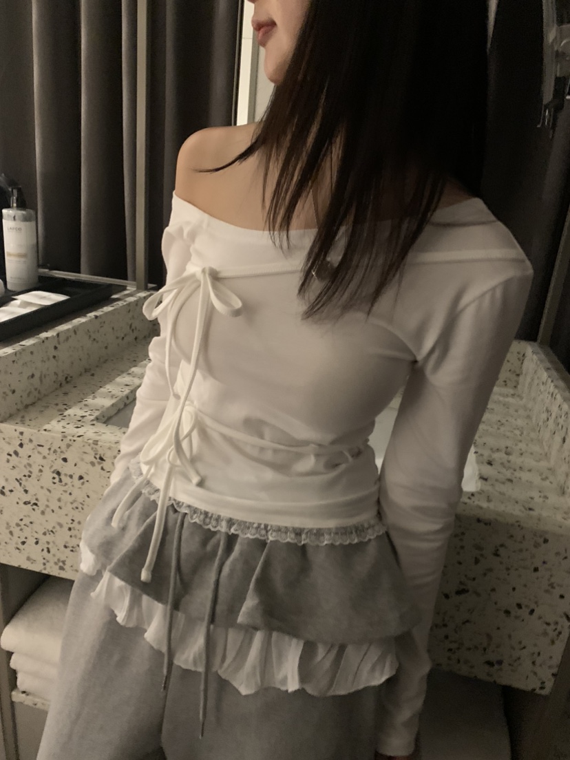 BADCALM韓國直郵㊣東大門實拍女裝新款時尚休閑長袖T恤蝴蝶結BADCALM長袖T恤