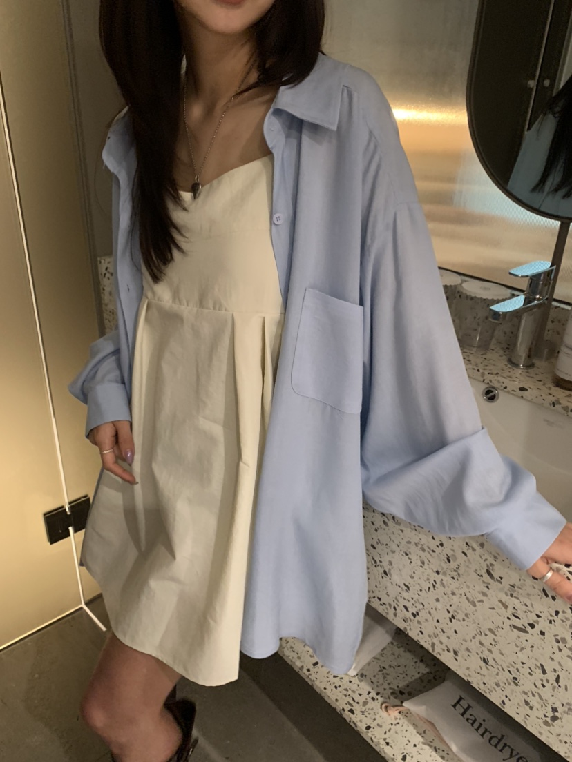 BADCALM韓國直郵㊣東大門實拍女裝新款25春夏襯衫蕾絲衫亞麻寬松BADCALM襯衫/蕾絲衫圖色2