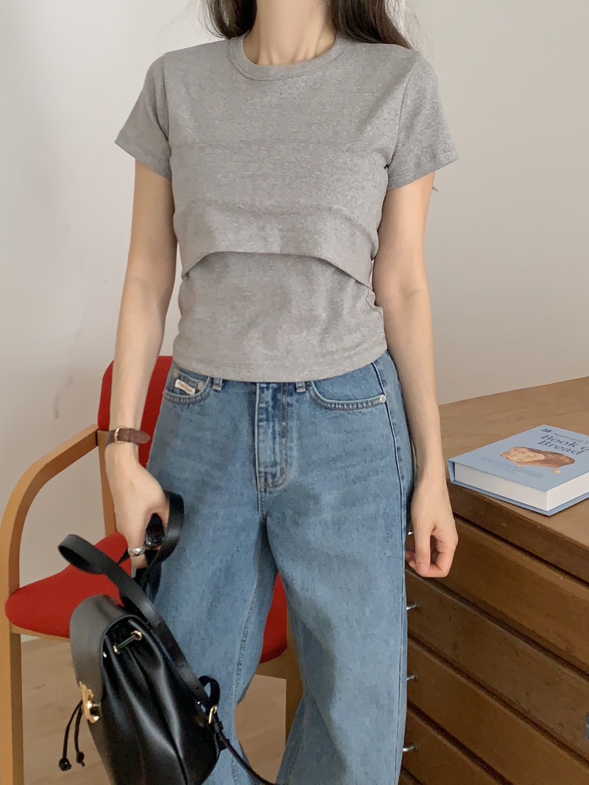 FORMSTUDIO韓國㊣直郵東大門代購女裝新款推薦時尚25春夏T恤緊身FORMSTUDIOT恤圖色2