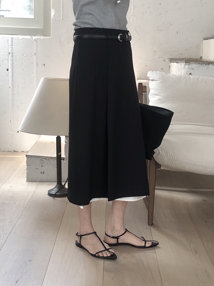 LE BUTTER韓國直郵㊣女裝新品休閑25春夏職業熱賣長裙雙層LE BUTTER長裙