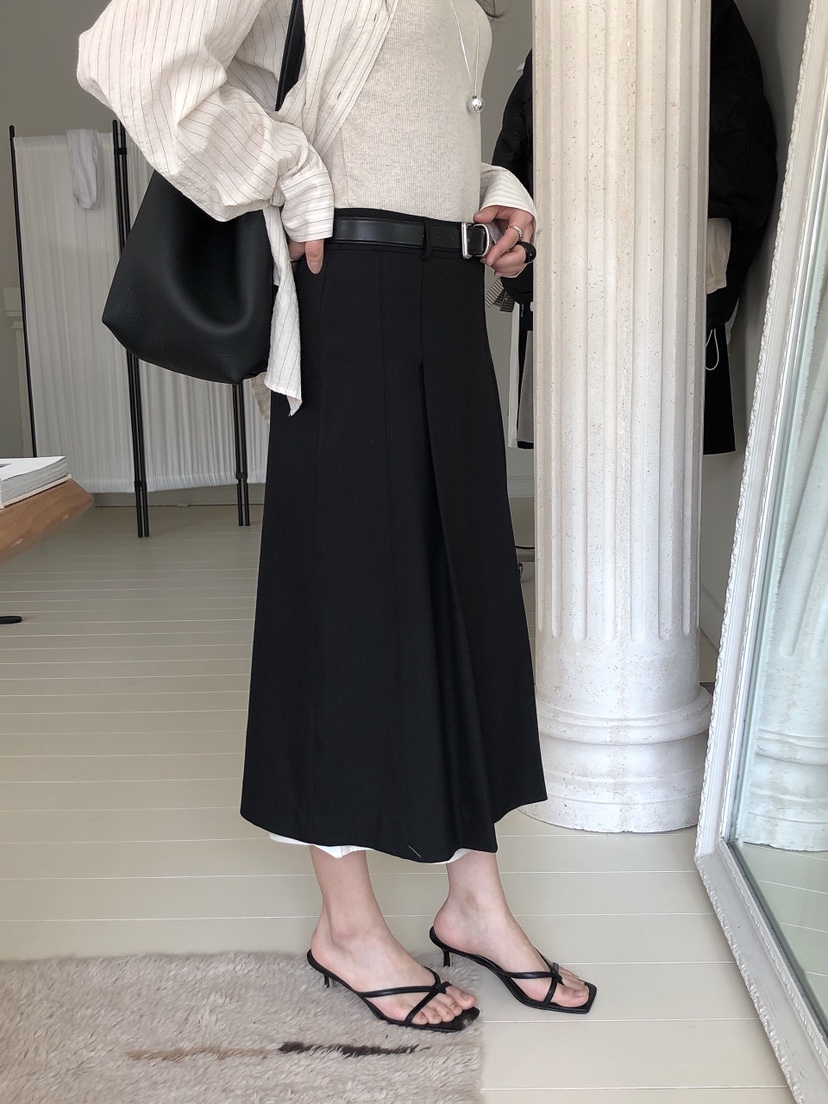 LE BUTTER韓國直郵㊣女裝新品休閑25春夏職業熱賣長裙雙層LE BUTTER長裙