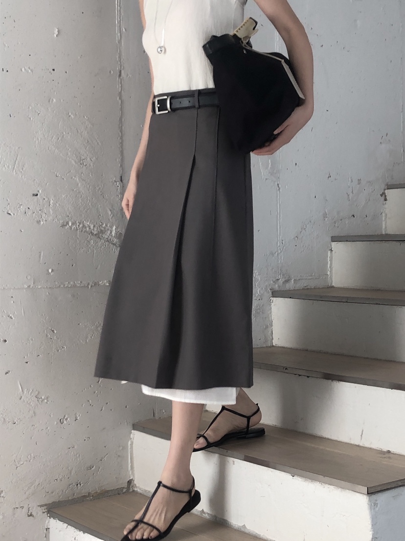 LE BUTTER韓國直郵㊣女裝新品休閑25春夏職業熱賣長裙雙層LE BUTTER長裙