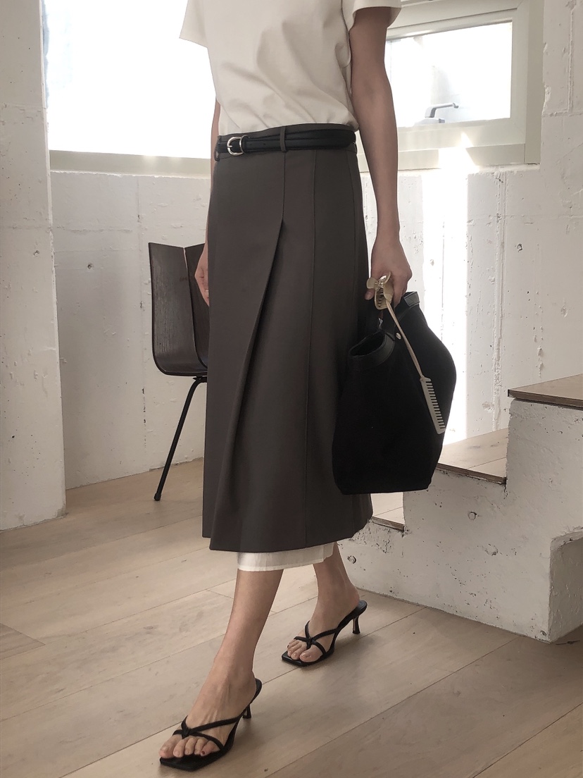 LE BUTTER韓國直郵㊣女裝新品休閑25春夏職業熱賣長裙雙層LE BUTTER長裙