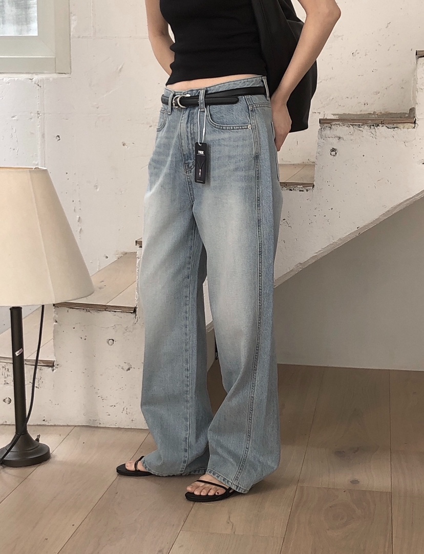 LE BUTTER韓國直郵㊣女裝新款推薦25春夏職業休閑牛仔褲拉絨LE BUTTER牛仔褲