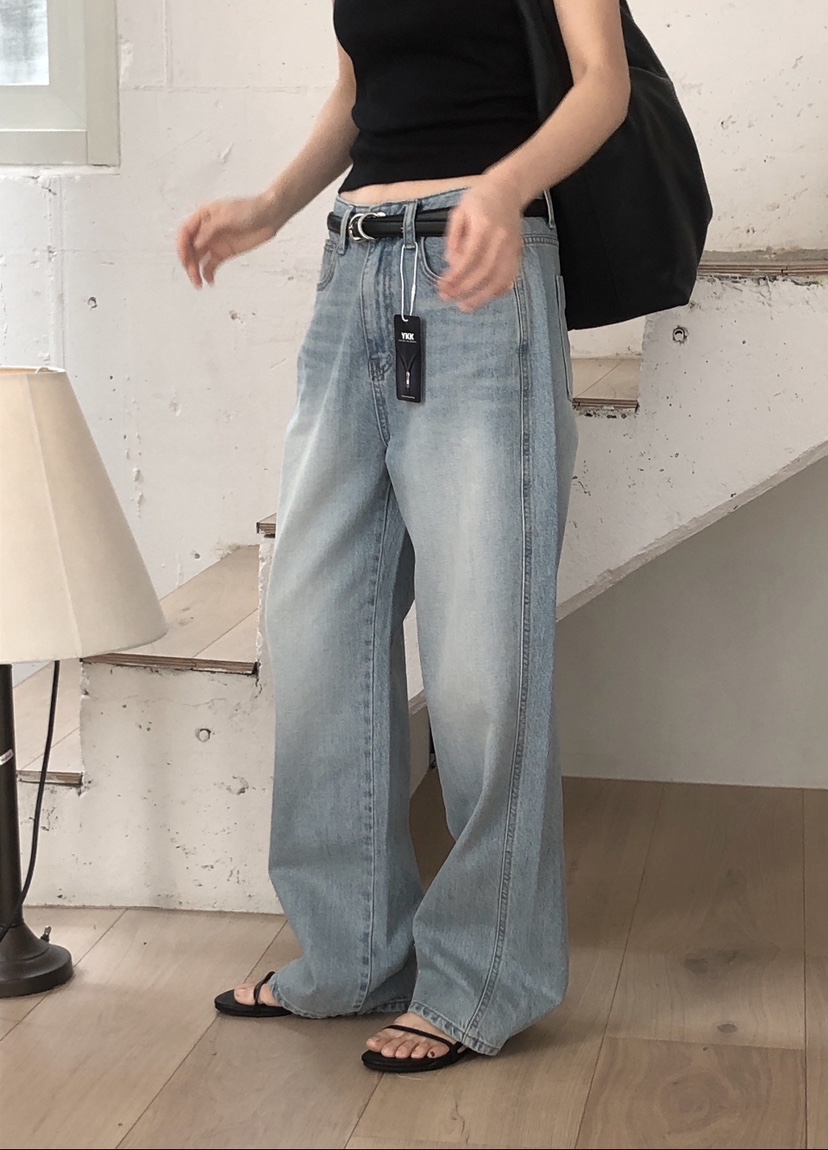 LE BUTTER韓國直郵㊣女裝新款推薦25春夏職業休閑牛仔褲拉絨LE BUTTER牛仔褲