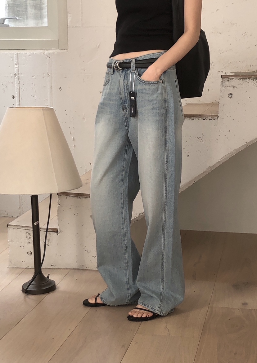 LE BUTTER韓國直郵㊣女裝新款推薦25春夏職業休閑牛仔褲拉絨LE BUTTER牛仔褲