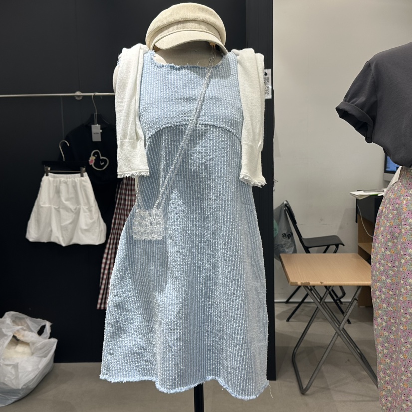 A.CES韓國直郵㊣女裝新款休閑推薦25春夏職業連衣裙含包披肩A.CES連衣裙圖色2