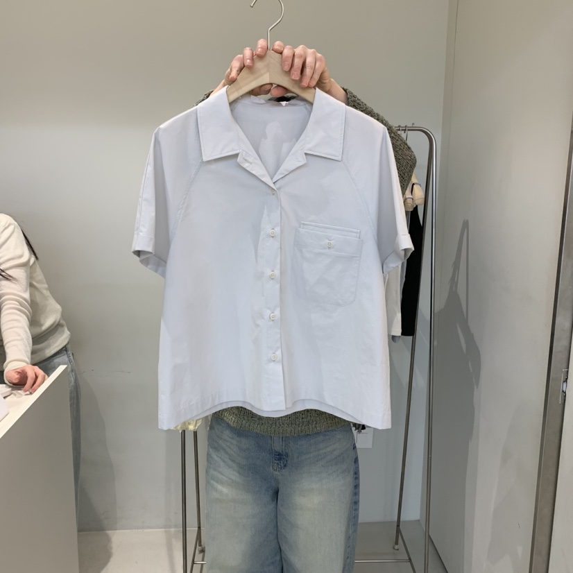 OUTRENE東大門代購女裝新品休閑25春夏推薦真品襯衫蕾絲衫口袋OUTRENE襯衫/蕾絲衫