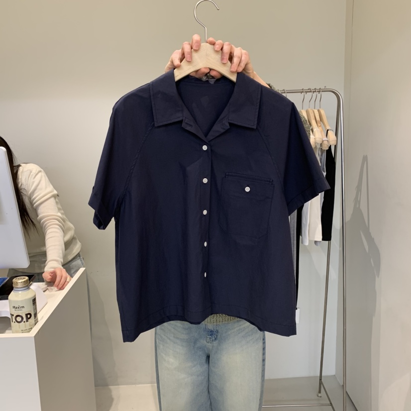 OUTRENE東大門代購女裝新品休閑25春夏推薦真品襯衫蕾絲衫口袋OUTRENE襯衫/蕾絲衫圖色2