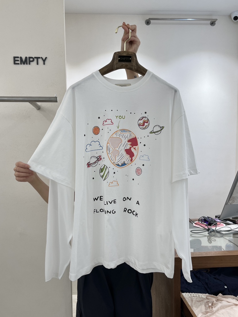EMPTY韓國代購女士新款人氣推薦職業真品25春夏時尚長袖T恤MARI CO長袖T恤圖色2