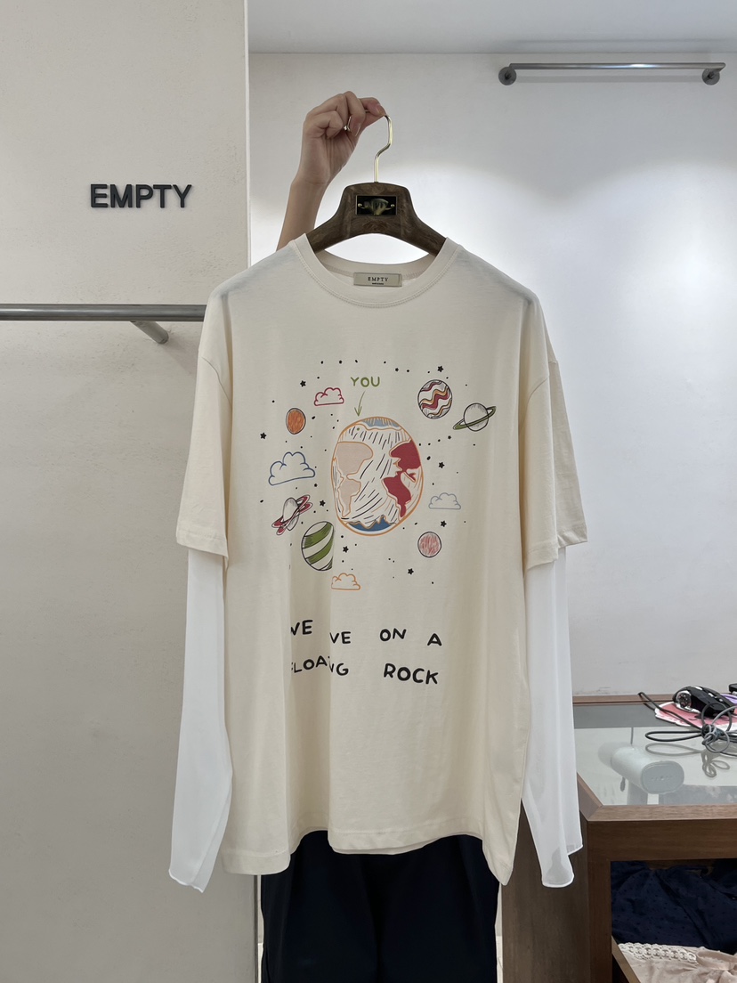 EMPTY韓國代購女士新款人氣推薦職業真品25春夏時尚長袖T恤MARI CO長袖T恤圖色3