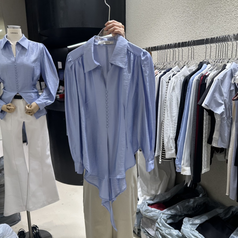 LESSEN東大門代購女士新品25春夏休閑真品人氣時尚襯衫蕾絲衫LESSEN襯衫/蕾絲衫圖色2