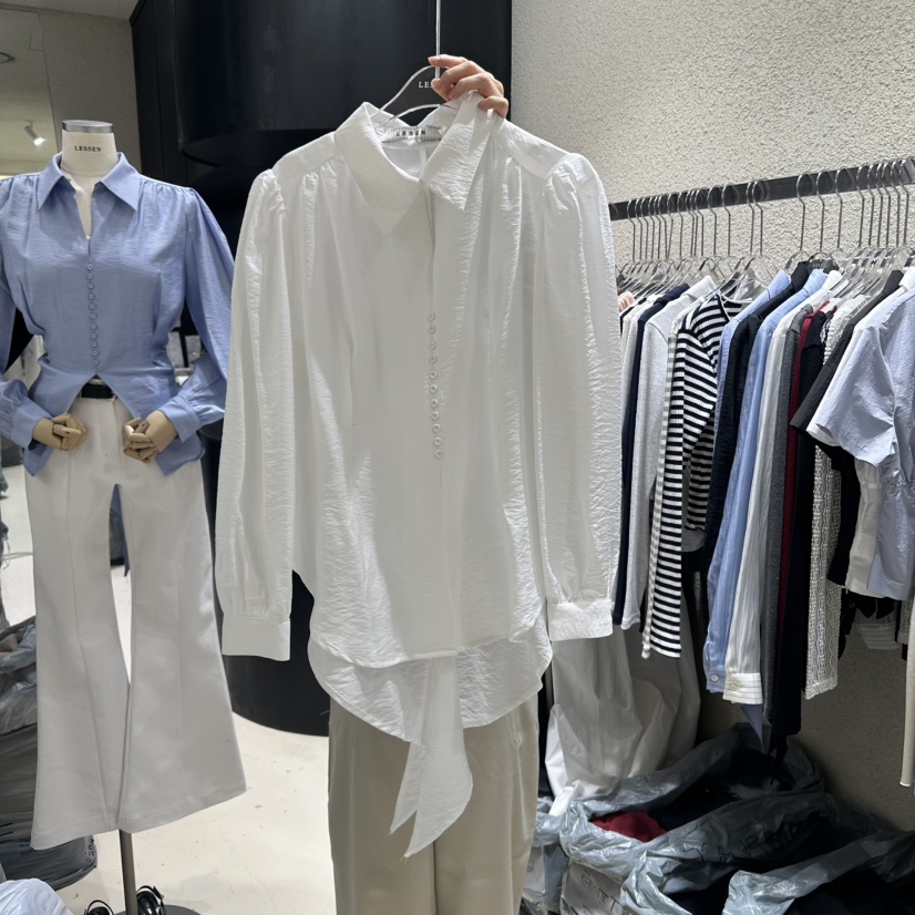 LESSEN東大門代購女士新品25春夏休閑真品人氣時尚襯衫蕾絲衫LESSEN襯衫/蕾絲衫圖色3