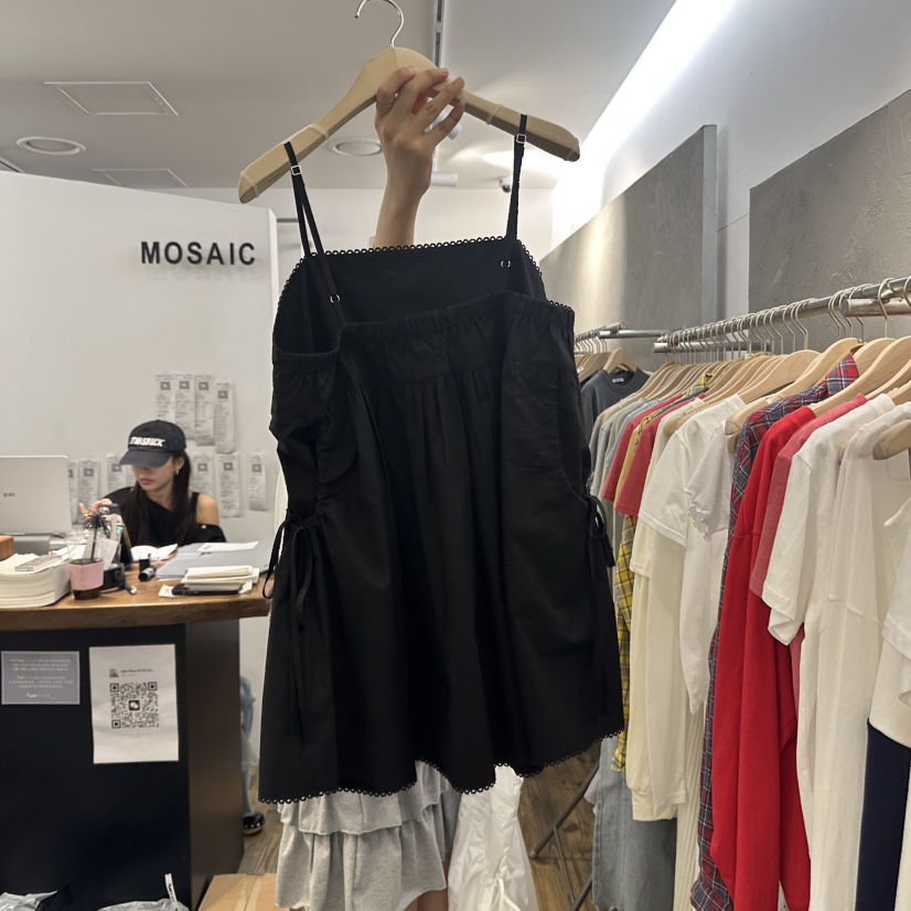 MOSAIC東大門代購女士新品時尚休閑25春夏推薦連衣裙口袋蕾絲MOSAIC連衣裙