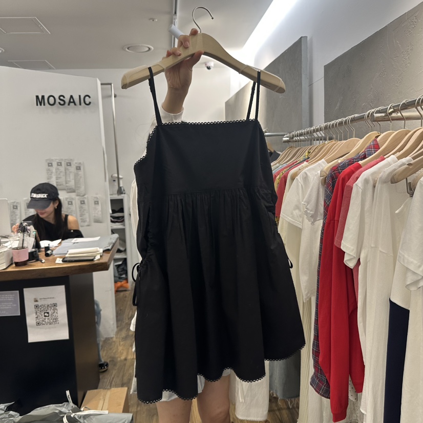 MOSAIC東大門代購女士新品時尚休閑25春夏推薦連衣裙口袋蕾絲MOSAIC連衣裙圖色2