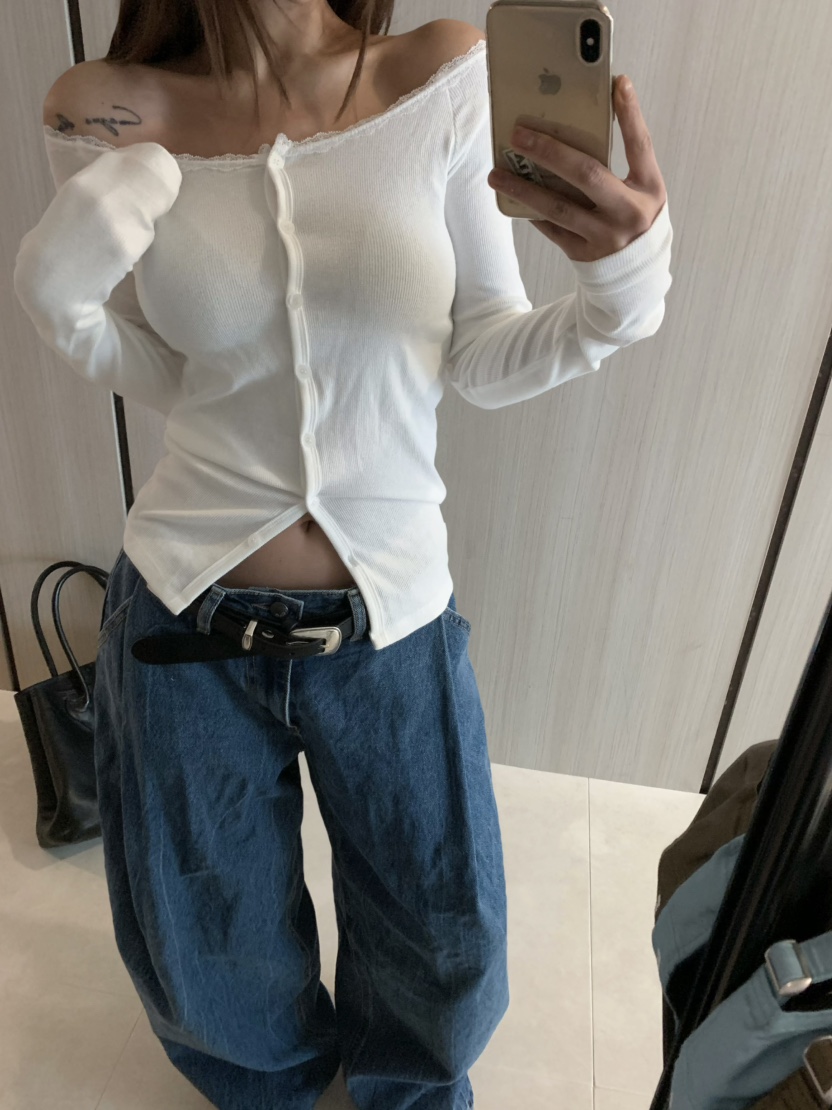 VIRKIN韓國代購女士新品休閑熱賣人氣真品25春夏長袖T恤蕾絲開衫VIRKIN長袖T恤