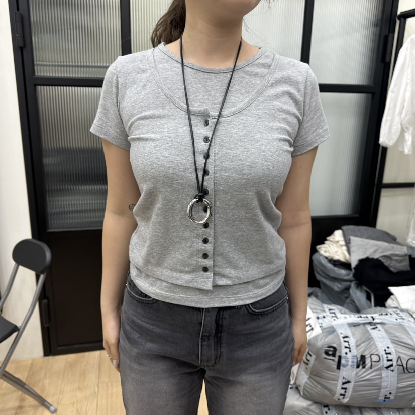 ARR東大門實拍女士新品25春夏時尚人氣職業休閑熱賣T恤假兩件ARRT恤