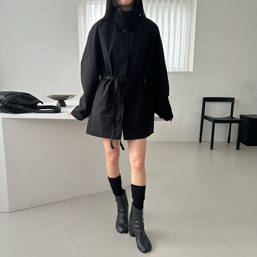 MOMENT直郵韓國代購㊣女裝新款熱賣時尚推薦休閑夾克含腰帶MOMENT/RECOVER夾克