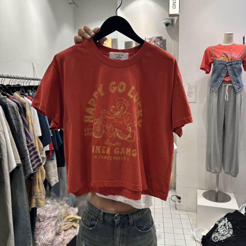 THE WEEKND韓國直郵㊣女裝新品熱賣職業25春夏休閑T恤短款THE WEEKNDT恤圖色2