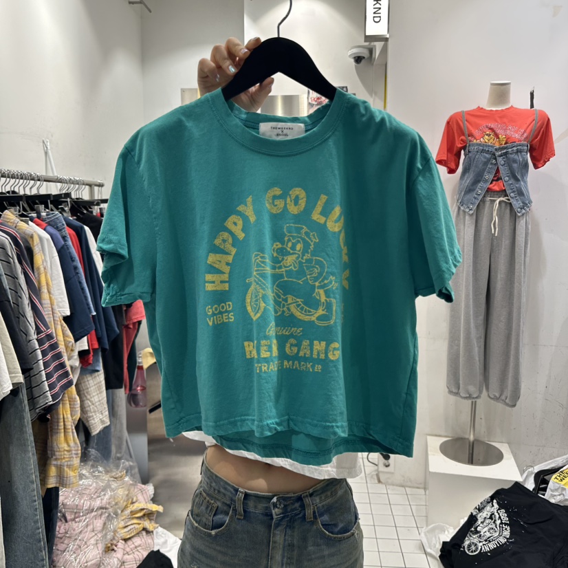 THE WEEKND韓國直郵㊣女裝新品熱賣職業25春夏休閑T恤短款THE WEEKNDT恤圖色3