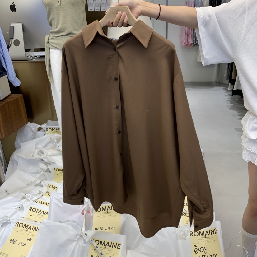 ROMAINE韓國直郵㊣東大門實拍女裝新款時尚推薦襯衫蕾絲衫亞麻ROMAINE襯衫/蕾絲衫圖色3